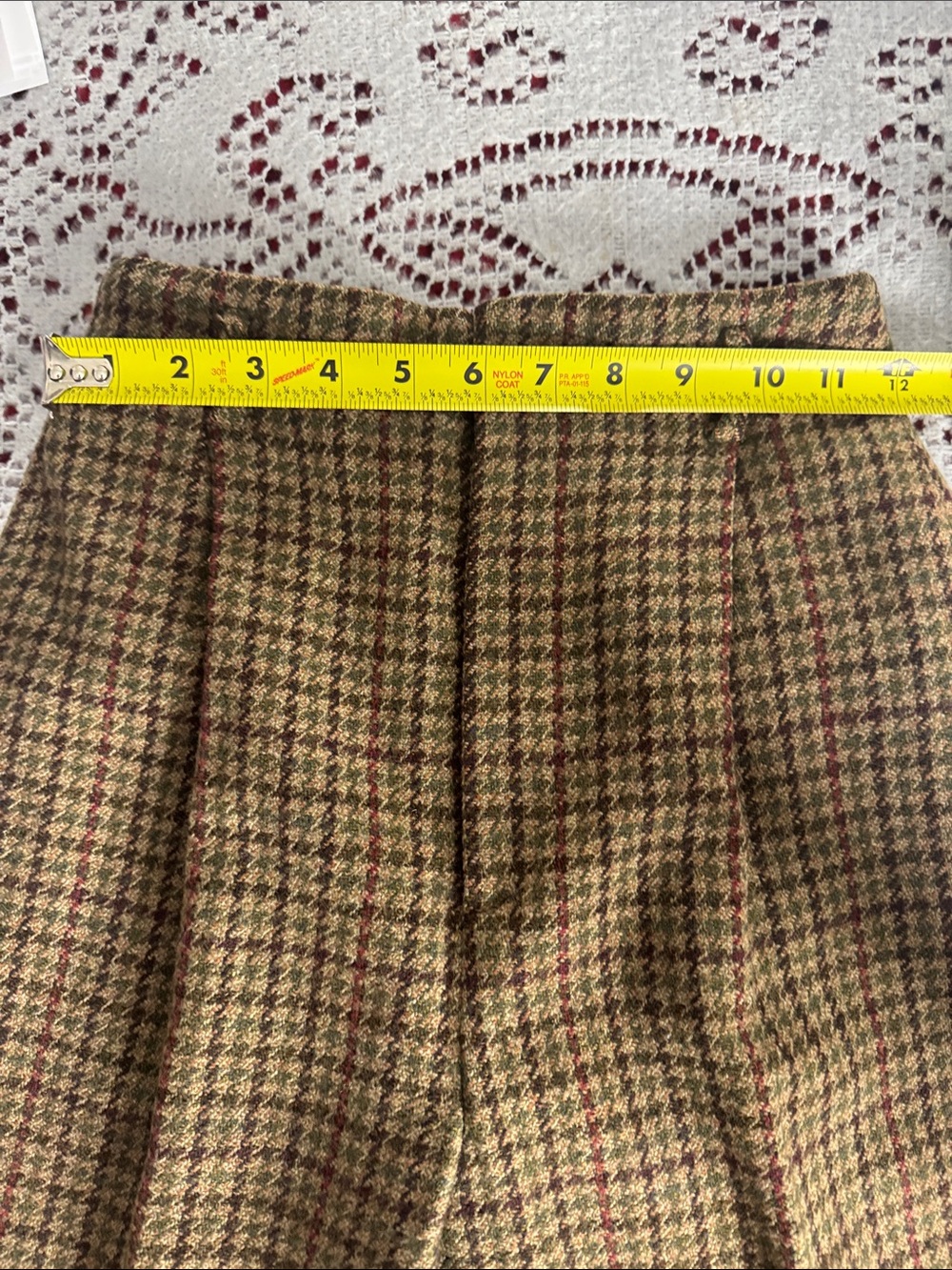 Ralph Lauren Brown Houndstooth Wool Pantsuit with Dark Brown Corduroy Collar 2 - Picture 8 of 9